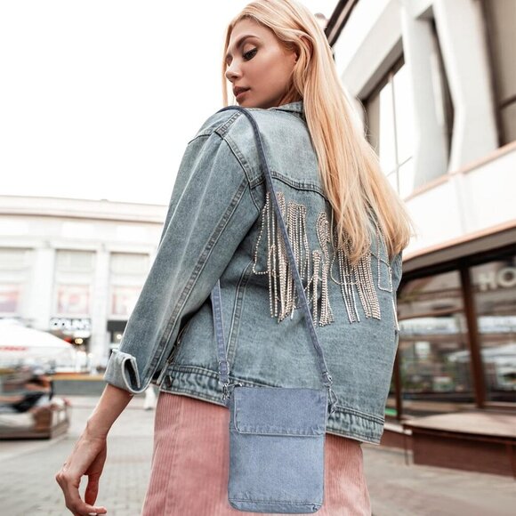 2 Pcs Small Denim Purses Crossbody Bags Jean Shoulder Handbag Adjustable Retro D - Picture 6 of 7